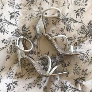 Zara silver and white strapped sandals